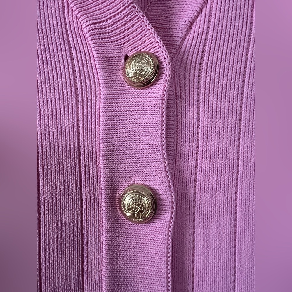 NWT Anthropologie- ENDLESS ROSE Shank Button V Neckline Knit Mini Dress. Size M. - Picture 9 of 15